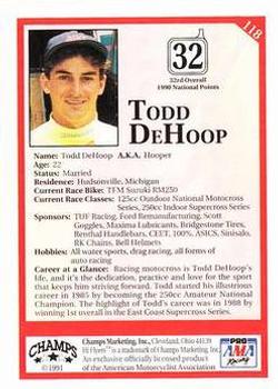1991 Champs Hi Flyers #118 Todd DeHoop Back