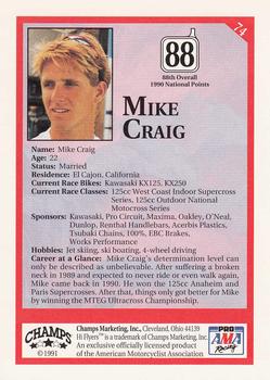 1991 Champs Hi Flyers #74 Mike Craig Back