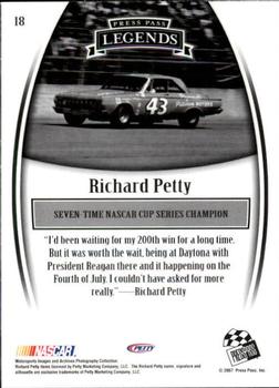 2007 Press Pass Legends #18 Richard Petty Back