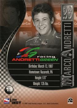 2007 Rittenhouse IRL #19 Marco Andretti Back
