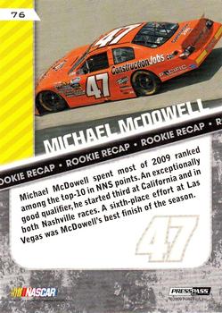 2010 Press Pass #76 Michael McDowell Back