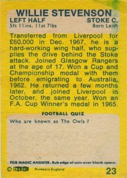 1968-69 A&BC Chewing Gum #23 Willie Stevenson Back