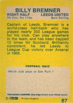 1968-69 A&BC Chewing Gum #87 Billy Bremner Back