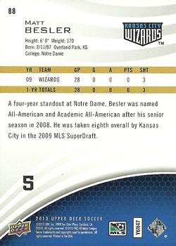 2010 Upper Deck MLS #88 Matt Besler Back
