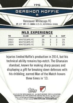 2015 Topps MLS #175 Gershon Koffie Back