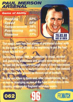 1996 Pro Match #62 Paul Merson Back