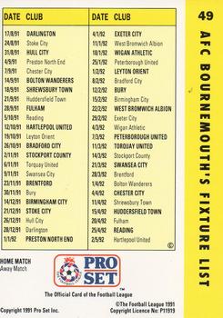 1991-92 Pro Set Fixtures #49 Harry Redknapp Back