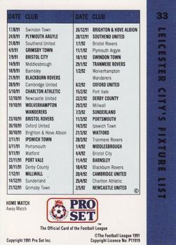 1991-92 Pro Set Fixtures #33 David Kelly Back