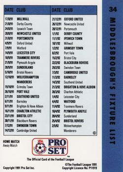 1991-92 Pro Set Fixtures #34 Lennie Lawrence  Back