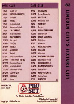 1991-92 Pro Set Fixtures #83 Tony Lormor Back