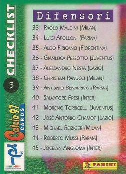 1997 Panini Calcio Serie A #3 Checklist Back