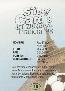 1998 Los Super Cards Del Mundial Francia #10 Faustino Asprilla Back