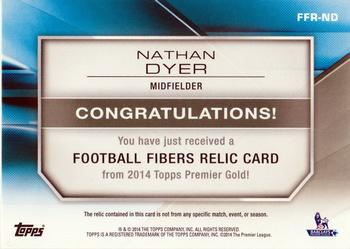 2014 Topps Premier Gold - Football Fibers Relics #FFR-ND Nathan Dyer Back