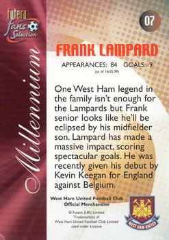 2000 Futera Fans Selection West Ham #7 Frank Lampard Back