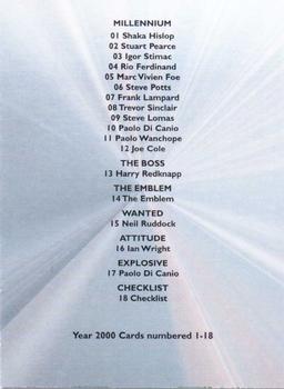 2000 Futera Fans Selection West Ham #18 Checklist Front