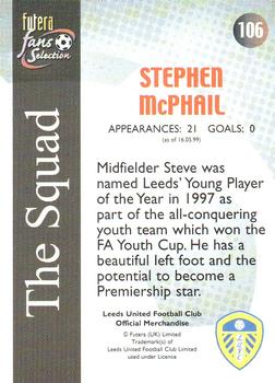 2000 Futera Fans Selection Leeds United - Foil #106 Stephen McPhail Back