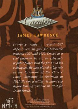 1999 Futera Platinum Newcastle United Greatest #NNO James Lawrence Back