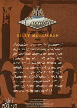 1999 Futera Platinum Newcastle United Greatest #NNO Billy McCracken Back