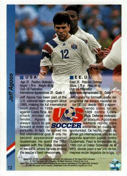 1993 Upper Deck World Cup Preview (English/Spanish) #12 Jeff Agoos Back