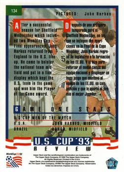 1993 Upper Deck World Cup Preview (English/Spanish) #134 John Harkes Back