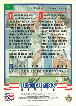 1993 Upper Deck World Cup Preview (English/Spanish) #137 Thomas Dooley Back