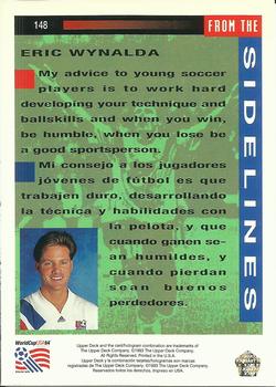 1993 Upper Deck World Cup Preview (English/Spanish) #148 Eric Wynalda Back