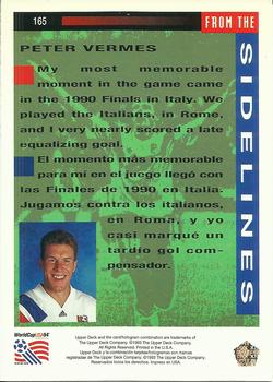 1993 Upper Deck World Cup Preview (English/Spanish) #165 Peter Vermes Back