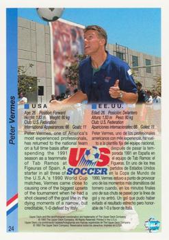 1993 Upper Deck World Cup Preview (English/Spanish) #24 Peter Vermes Back
