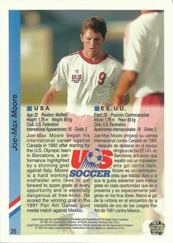 1993 Upper Deck World Cup Preview (English/Spanish) #26 Joe-Max Moore Back