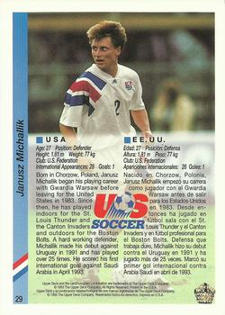 1993 Upper Deck World Cup Preview (English/Spanish) #29 Janusz Michallik Back