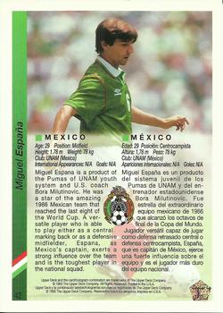 1993 Upper Deck World Cup Preview (English/Spanish) #42 Miguel España Back