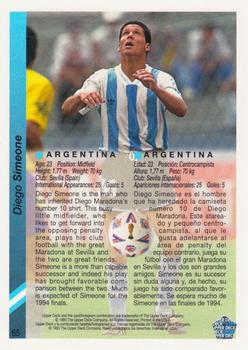 1993 Upper Deck World Cup Preview (English/Spanish) #65 Diego Simeone Back