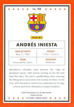 2015 Donruss #72 Andres Iniesta Back