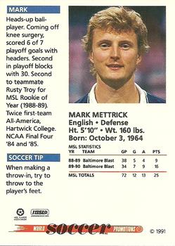 1991 Soccer Shots MSL #052 Mark Mettrick  Back