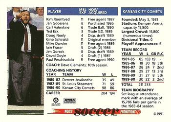 1991 Soccer Shots MSL #092 Kansas City Comets  Back