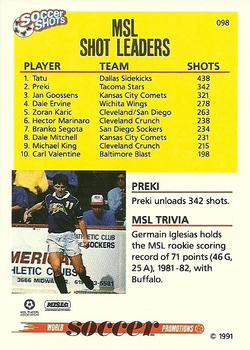 1991 Soccer Shots MSL #098 MSL Goal-Scoring/Shot Leaders Back