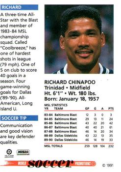 1991 Soccer Shots MSL #051 Richard Chinapoo  Back