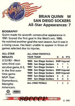 1991 Soccer Shots MSL - All-Star #4 Brian Quinn Back