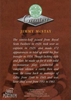 1999 Futera Platinum Celtic Greatest #NNO Jimmy McStay Back