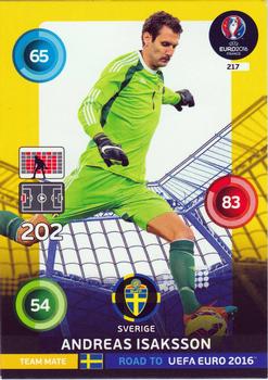 2015 Panini Adrenalyn XL Road to Euro 2016 #217 Andreas Isaksson Front