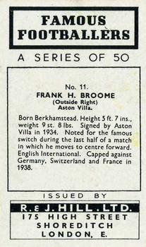1939 R & J Hill Famous Footballers Series 1 #11 Frank Broome Back