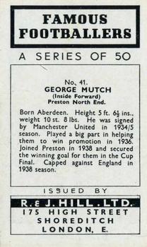 1939 R & J Hill Famous Footballers Series 1 #41 George Mutch Back