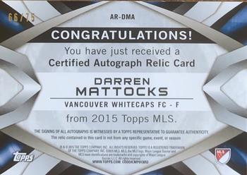 2015 Topps MLS - Autograph Relics #AR-DMA Darren Mattocks Back