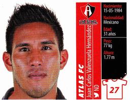 2015 Panini Liga BBVA Bancomer Apertura Stickers #27 Juan Carlos Valenzuela Hernández Front