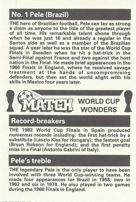 1986 Match World Cup Wonders #1 Pele Back