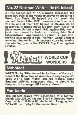 1986 Match World Cup Wonders #22 Norman Whiteside Back