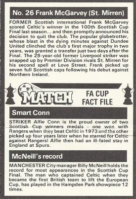 1986-87 Match FA Cup Fact File #26 Frank McGarvey Back