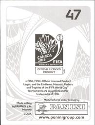 2015 Panini Women's World Cup Stickers #47 Li Jiayue Back