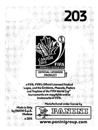 2015 Panini Women's World Cup Stickers #203 Vanessa Bernauer Back