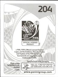 2015 Panini Women's World Cup Stickers #204 Lara Dickenmann Back